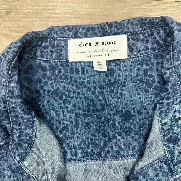 Cloth & stone Anthropologie Dress V-Neck Long Sleeve Short Belted size small - Picture 5 of 7